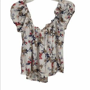 American Eagle Floral Off The Shoulder Short Sleeve Crop Top